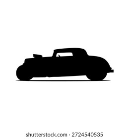 Old hot rod silhouette vector flat illustration design.