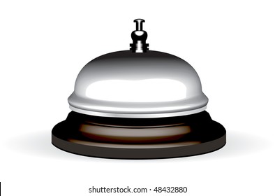 Old Hotel Bell On A Wood Stand Vector Illustration