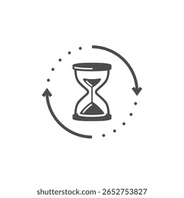 Old hourglass with flowing sand icon. Wait time icon isolated on white background