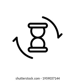Old hourglass, simple wait icon. Black icon on white background