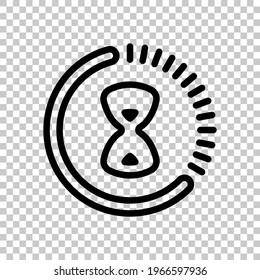 Viejo reloj de arena, simple icono de espera. Símbolo lineal modificable negro sobre fondo transparente