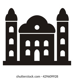 old house with arc windows, black vector design
