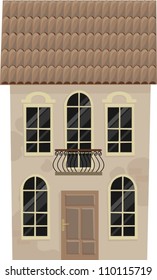 old house with a balcony, vector illustration
