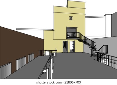 old house building vector background