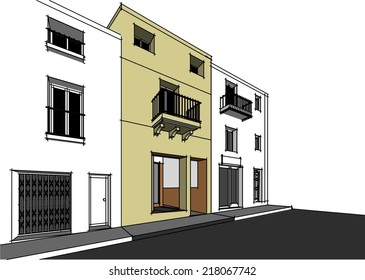 old house building vector background