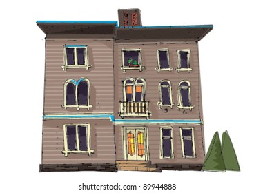 old house - cartoon