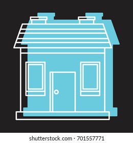 Old house doodle icon vector illustration for design and web isolated on black background. House vector object for labels, logos and advertising