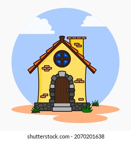 Old house flat illustration. Vector Illustration