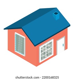 Old house icon isometric vector. Little one story building with chimney icon. Residential house, architecture