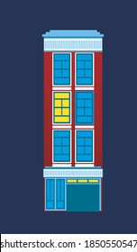 La antigua casa está aislada. Ilustración de material vectorial con amsterdam house. Fachada vieja europea, ilustración vintage. Concepto de arquitectura antigua. Casa de Ámsterdam