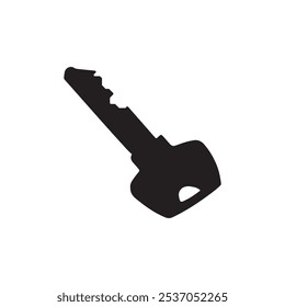 Old house key silhouette. House key icon vector illustration.