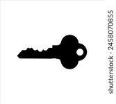 Old house key silhouette isolated on white background. House key icon vector illustration.