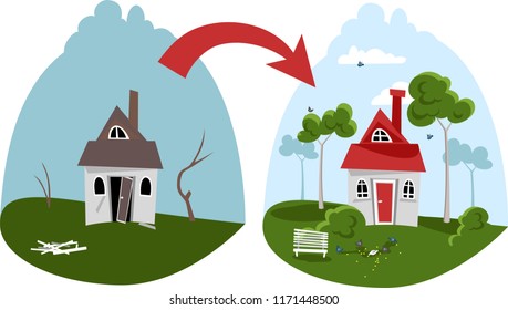 old house and new house