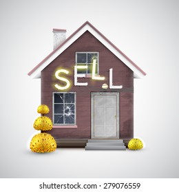 An old house to sell, vector