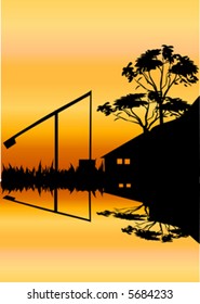 old house and sweep well on water