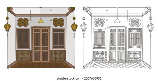 Old House, Old Town, Facade building vector,