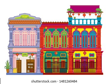 Old house vector. Facade building