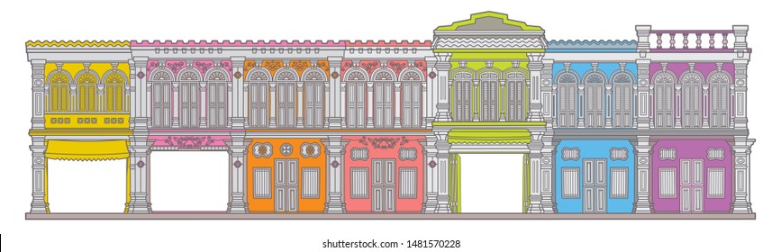 Old House Vector. Facade Building