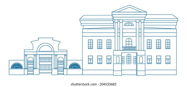 Old house vector line drawing