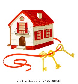 Old house with vintage keys. vector illustration