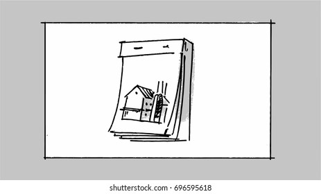 Old house vintage sketch Vector for storyboard, projects, cartoon
