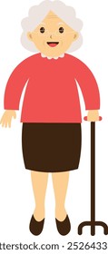 Old Human Cartoon Character Illustration. Flat Vector Clipart Design