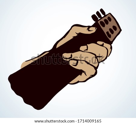 Old human female arm compose band tone on white paper text space. Outline black ink drawn teenage boy ukulele stage relax line logo sign icon design in retro doodle cartoon print style. Close up view