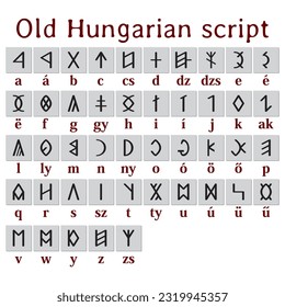 Old Hungarian Alphabet Vector Illustration. Hungarian Runic Alphabet