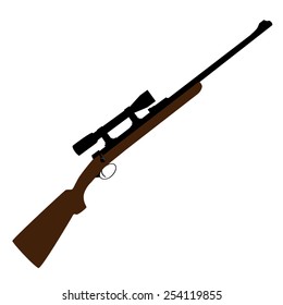 Old Hunting Rifle With Sight Vector, Sniper Rifle, Shotgun Shooting, Military Weapon