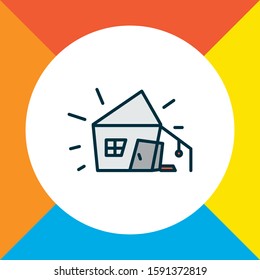 Old hut icon colored line symbol. Premium quality isolated house element in trendy style.