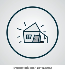 Old hut icon colored line symbol. Premium quality isolated house element in trendy style.