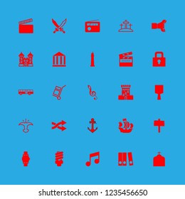 old icon set about tower, crucifixion, arrow and radio vector set