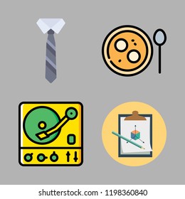 old icon set. vector set about turntable, tie, hebrew and clipboard icons set.