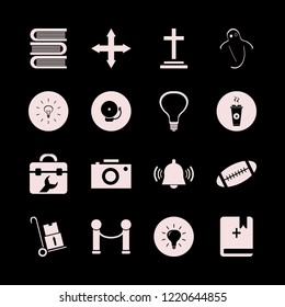 old icon. old vector icons set hot coffee, camera, rugby ball and bulb