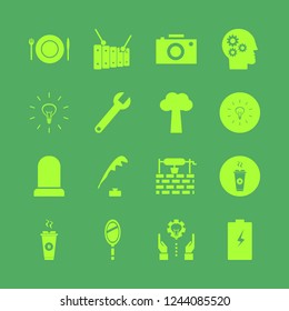 old icon. old vector icons set camera, xylophone, hand mirror and water well
