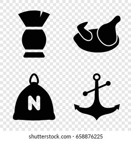 Old icons set. set of 4 old filled icons such as sack, chicken, brush