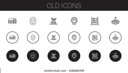 old icons set. Collection of old with chest, egypt, windmill, egyptian, abacus, chandelier. Editable and scalable old icons.