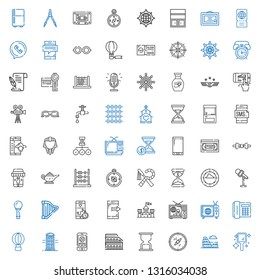 old icons set. Collection of old with hand mirror, colosseum, compass, hourglass, smartphone, phone booth, hot air balloon, telephone, tv, television. Editable and scalable old icons.