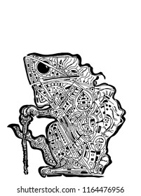 Old iguana coloring page