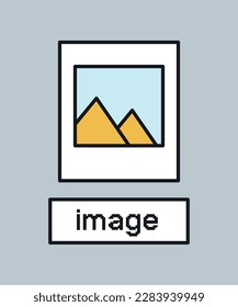Old image icon. Graphic elements for desktop. Files in electronic archive or storage, cloud service. UI and UX design, interface for old software. Cartoon flat vector illustration