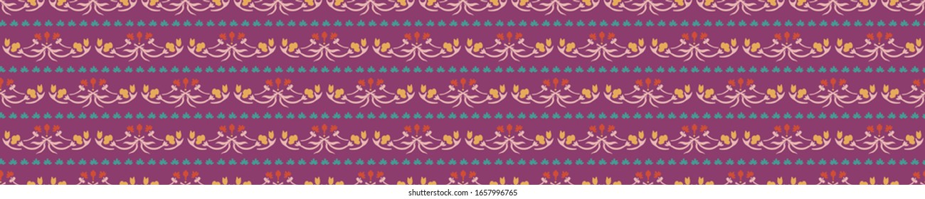 Vieja banda arabesca ininterrumpida patrón de borde vectorial. Fondo de banner de estilo medio oriental en color especias. El medallón floral decorativo de origen étnico vintage florece con el borde de la cinta.