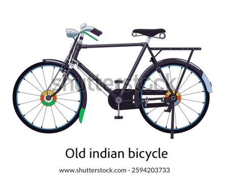 Old Indian Bicycle Vector Design, Cartoon Bicycle Illustration, Old, Indian Bicycle, Vector