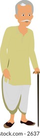 Old Indian Man in Dhoti | Village Elder Character Vector | Rural Farmer Illustration | Traditional South Asian Male Clipart | Humble Villager Artwork Design
