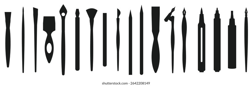 old ink pen nibs black felt marker silhouette