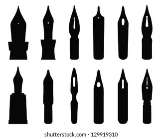 Old ink pen nibs-vector