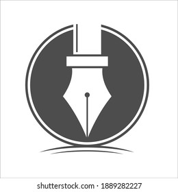 old ink pen, simple and flat logo icon design