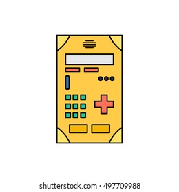 Old invent gadget. Flat design. Handheld console.