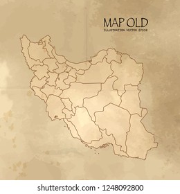 Old iran map with vintage paper texture vector format. vector eps10