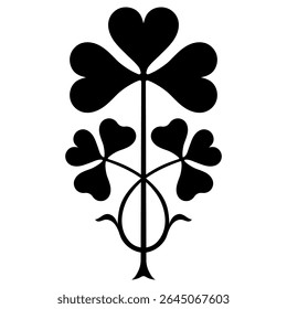 Desenho irlandês antigo. Folhas de trevo em estilo étnico celta, isolado em branco, ilustração vetorial