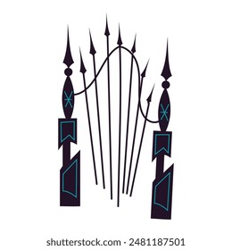 Old iron fence illustration on white background.